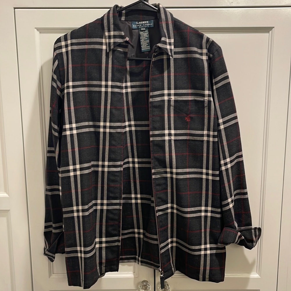 Ralph Lauren Wool Plaid Jacket Full Zip M Petite